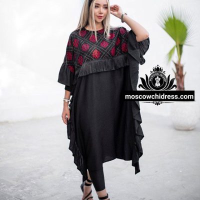 خرید مدل مانتو مجلسی بلند مشکی