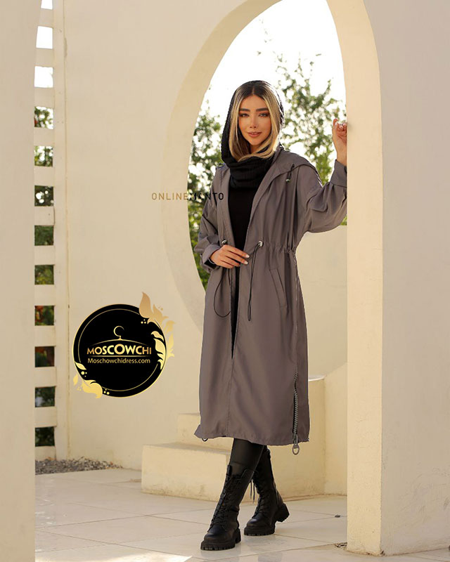 خرید بارونی بلند زنانه کمر کش دار